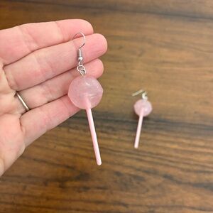 3D Pink Lollipop Dangle Earrings